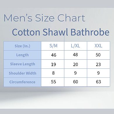 Men's Turkish Terry Cotton Robe, Shawl Collar Bathrobe