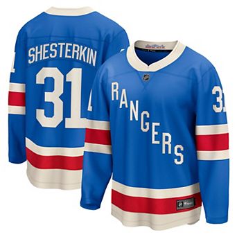 Men's Fanatics Igor Shesterkin Blue New York Rangers Centennial Breakaway Jersey