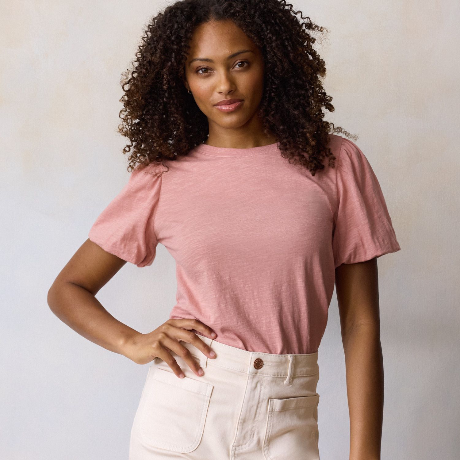 Женская футболка LC Lauren Conrad Bubble Sleeve, цвет: Состаренный — фото 1