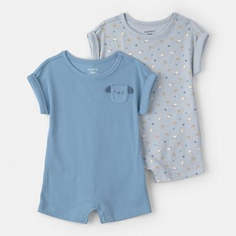 Baby Carter's 2-Pack Dog Short Sleeve Rompers