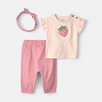 Baby Girl Carter's 3 pc Strawberry Top, Pant & Headband Set