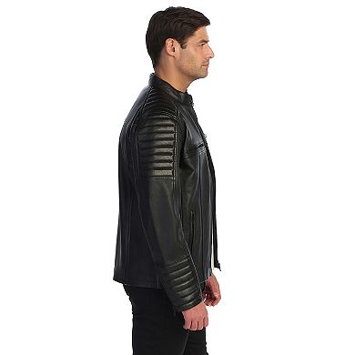 Gioberti Men's Stand Collar Motorcycle Leather Bomber Jacket