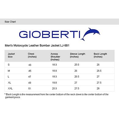 Gioberti Men's Stand Collar Motorcycle Leather Bomber Jacket