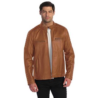 Gioberti Men's Stand Collar Motorcycle Leather Bomber Jacket
