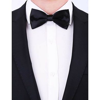 Men's Custom Pre-Tied Sateen Black Bow Tie For Him, Perfect for Wedding