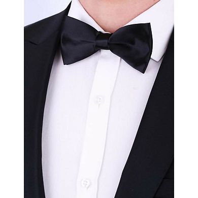 Men's Custom Pre-Tied Sateen Black Bow Tie For Him, Perfect for Wedding