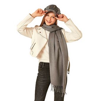 Women's Winter Essential Classic Plain Shawl-Scarf with Tassels