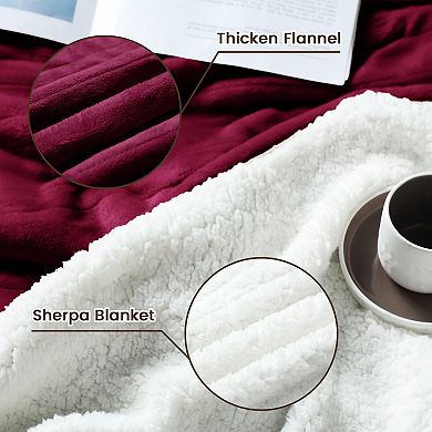 Reversible Flannel & Sherpa Heated Electric Bed Blanket Supersoft and Cozy