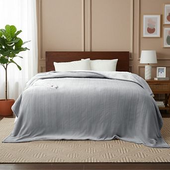 Reversible Flannel & Sherpa Heated Electric Bed Blanket Supersoft and Cozy