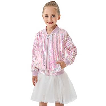 2Bunnies Tween Teen Girls’ Cameo Iridescent Sequin Bomber Jacket