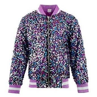 2Bunnies Girls’ Amethyst Dream Sequin Bomber Jacket