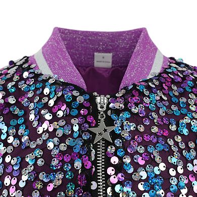 2Bunnies Girls’ Amethyst Dream Sequin Bomber Jacket