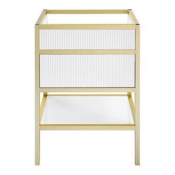 Swiss Madison Cache 24 Freestanding, Bathroom Vanity in White and Gold Cabinet Only