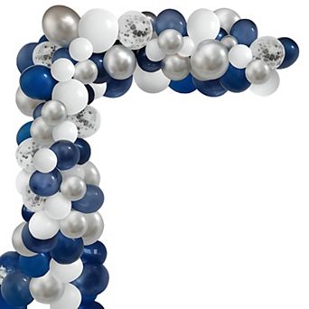 Blue Silver White Balloon Garland Arch Kit 124 pc for Birthday, Wedding & Graduation