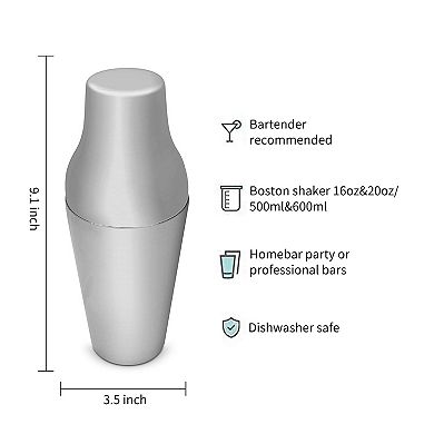 16 Oz & 20 Oz Stainless Steel Shaker Set