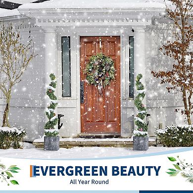 4 FT Artificial Boxwood Spiral Topiary Trees