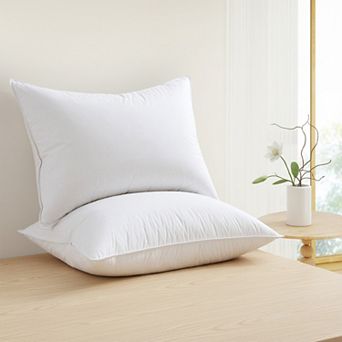 Unikome 50% Goose Down Around Pillows Set of 2 300TC 100% Cotton Bed Pillow