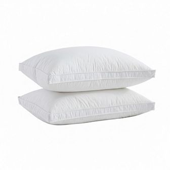 Unikome 300TC 100% Cotton Gusseted Down Around Pillow with 4 Layers (Pair)