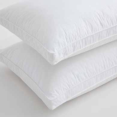 Unikome 300TC 100% Cotton Gusseted Down Around Pillow with 4 Layers (Pair)
