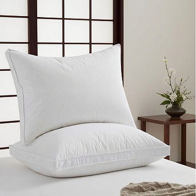 Unikome 300TC 100% Cotton Gusseted Down Around Pillow with 4 Layers (Pair)
