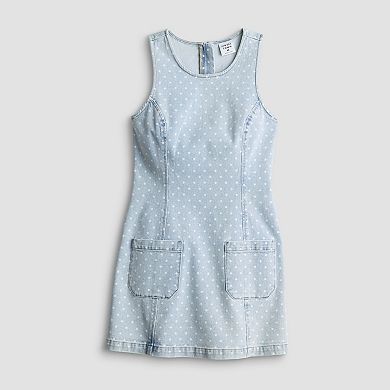 Juniors' Tinseltown Patch Pocket Denim Shift Dress