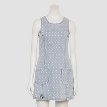 Juniors' Tinseltown Patch Pocket Denim Shift Dress