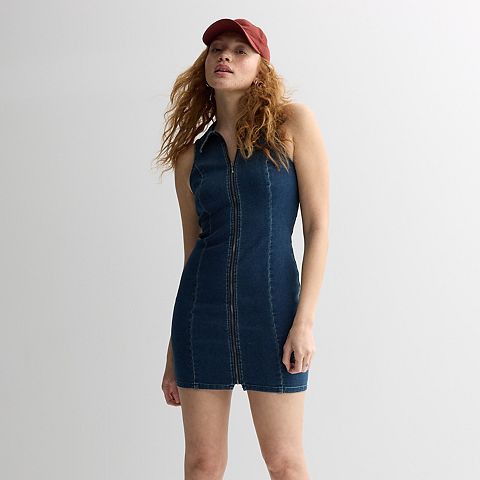 Женские платья Tinseltown Juniors' Tinseltown Denim Zip Front Dress