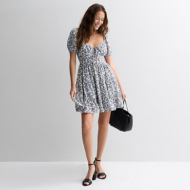 Juniors' Mary & Mo Airflow Puff Sleeve Dress