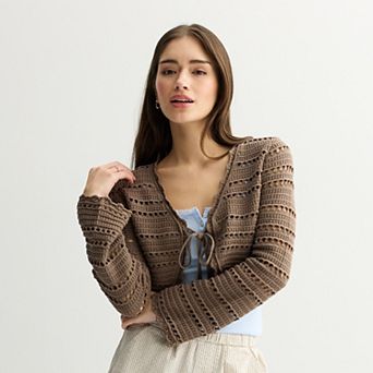 Juniors' SO® Tie Front Cardigan