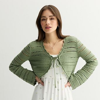 Juniors' SO® Tie Front Cardigan