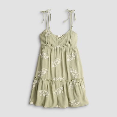 Juniors' Live To Be Spoiled Embroidered Gauze Mini Dress