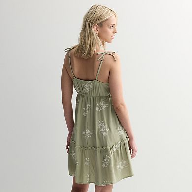 Juniors' Live To Be Spoiled Embroidered Gauze Mini Dress