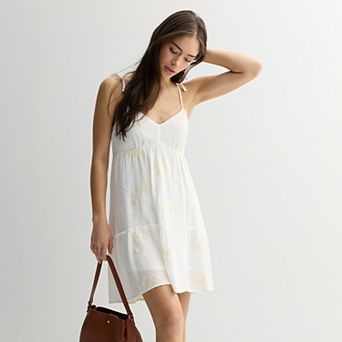 Juniors' Live To Be Spoiled Embroidered Gauze Mini Dress