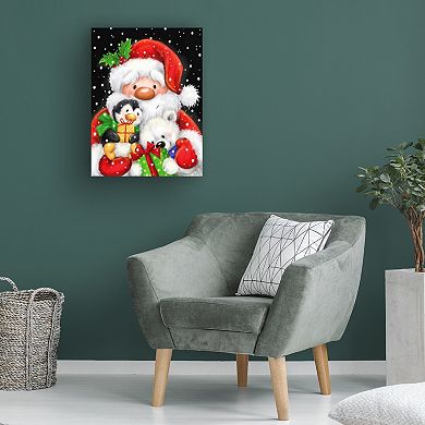 Trademark Fine Art Santa, Polar Bear & Penguin Canvas Wall Art