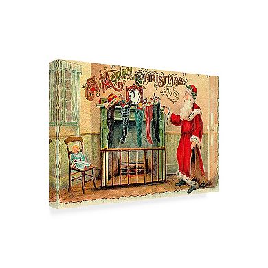 Trademark Fine Art Santa at Fireplace Canvas Wall Art
