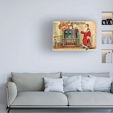Trademark Fine Art Santa at Fireplace Canvas Wall Art