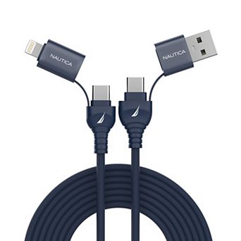 Nautica CB405 4-in-1 100W PD Braided Fast Charging & Data Cable for iPhone, Samsung, Laptop & More