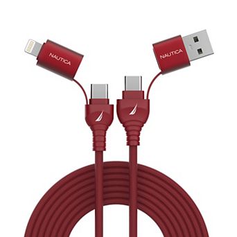 Nautica CB405 4-in-1 100W PD Braided Fast Charging & Data Cable for iPhone, Samsung, Laptop & More