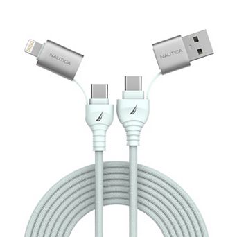 Nautica CB405 4-in-1 100W PD Braided Fast Charging & Data Cable for iPhone, Samsung, Laptop & More