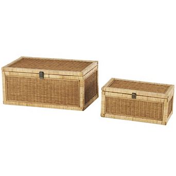 Stella & Eve Handmade 2 pc Woven Rattan Storage Decorative Box Set