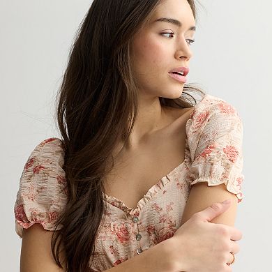 Juniors' Rewind Puff Sleeve Midi Dress