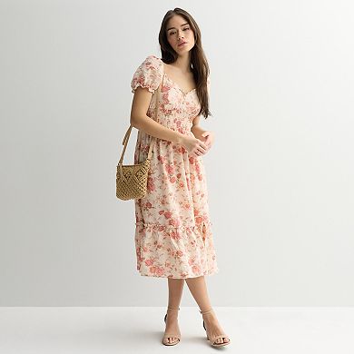 Juniors' Rewind Puff Sleeve Midi Dress