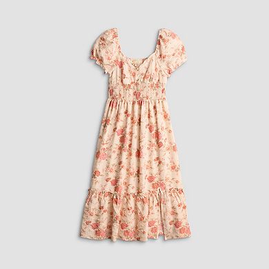 Juniors' Rewind Puff Sleeve Midi Dress