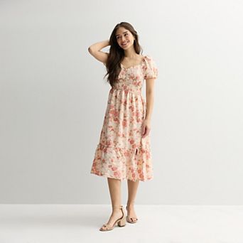 Juniors' Rewind Puff Sleeve Midi Dress