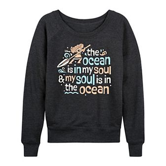 Women's Disney's Moana The Ocean Is In My Soul French Terry Long Sleeve Tee