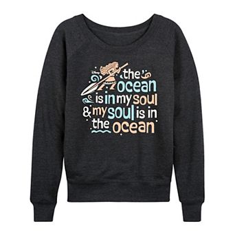 Women's Disney's Moana The Ocean Is In My Soul French Terry Long Sleeve Tee