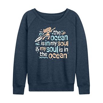 Women's Disney's Moana The Ocean Is In My Soul French Terry Long Sleeve Tee