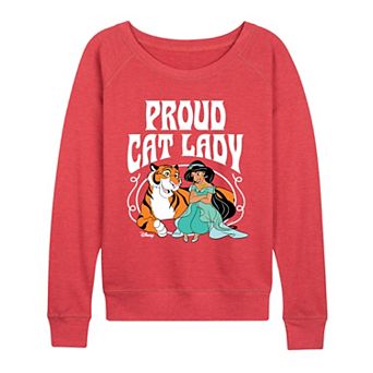 Women's Disney's Jasmine Proud Cat Lady French Terry Long Sleeve Tee