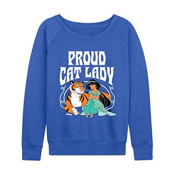 Women's Disney's Jasmine Proud Cat Lady French Terry Long Sleeve Tee