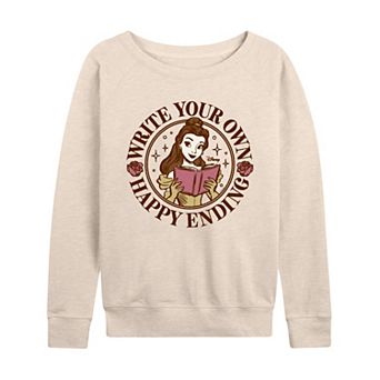 Women's Disney's Belle Write Your Own Happy Ending French Terry Long Sleeve Tee
